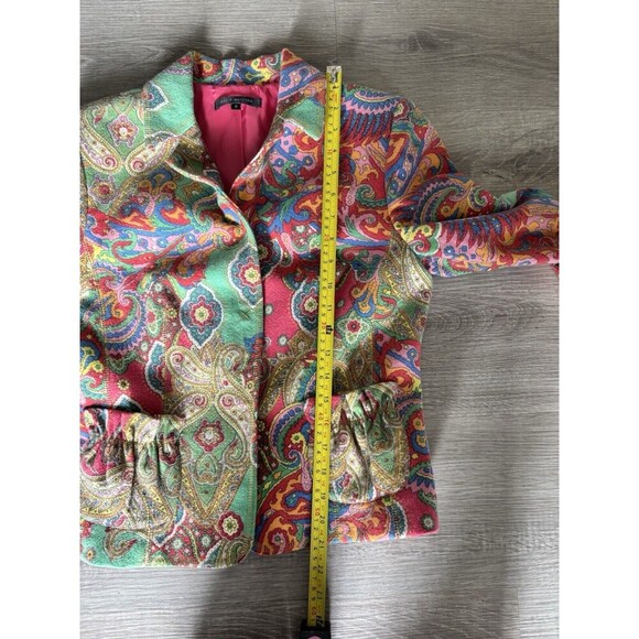 David Meister Designer Colorful Paisley Wool Blend Crop Jacket/Blazer Size 6 - Picture 7 of 11